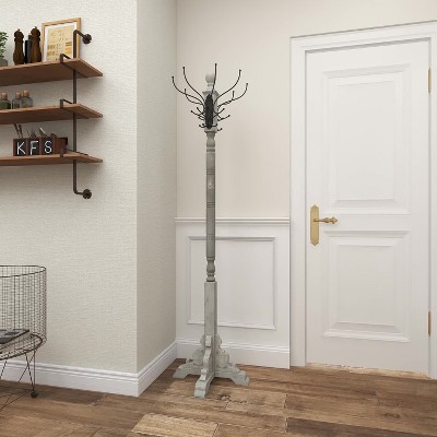 Rustic Freestanding Coat Rack Gray - Olivia & May: Hat Stand, No Assembly Required