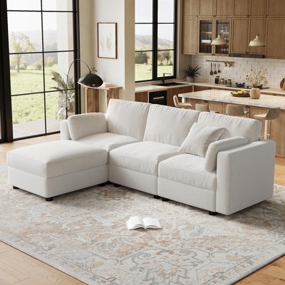 Modular Sectional Sofa, L-Shaped Convertible Sectional Couches with Ottoman, Oversized Modular Couch for Living Room
