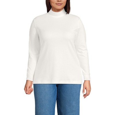 Lands' End Women's Relaxed Cotton Long Sleeve Mock Turtleneck