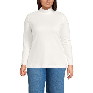 Lands' End Women's Relaxed Cotton Long Sleeve Mock Turtleneck - 1 of 3