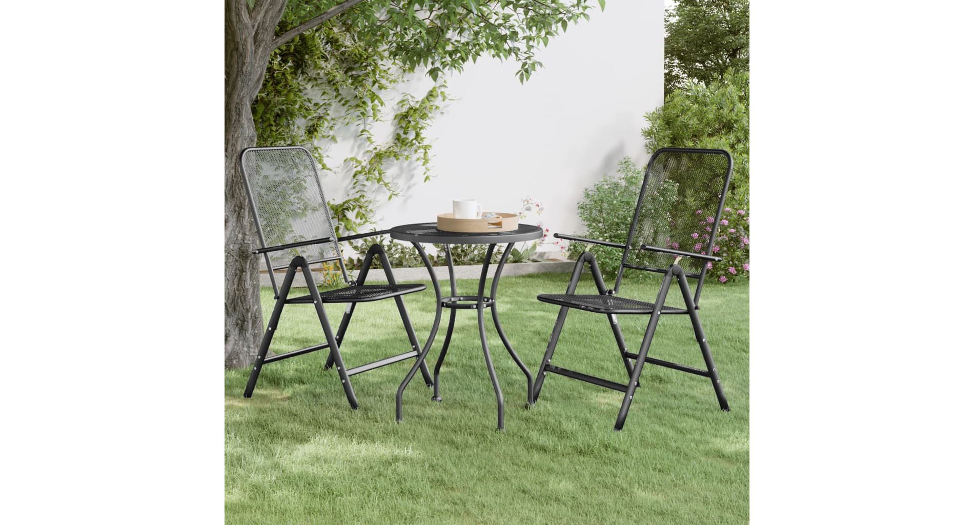 Aghana Digitals 2-Pack Anthracite Folding Garden Chairs - Adjustable 7-Position Backrest, Anthracite 24.0 x 22.2 x 41.7 in