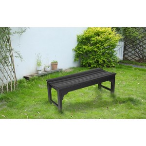 TiramisuBest Backless Bench with Wood Texture, Poly Lumber Seat, All-Weather UV-Resistant for Patio/Backyard/Balcony (White) - 1 of 4