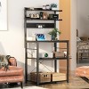 Aheaplus Kitchen Storage Rack with Power Outlet, Coffee Bar Station with LED Lights, Bakers Rack with 6 S-Shaped Hooks - 2 of 4