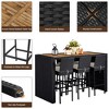 Yaheetech 7-piece Outdoor Bar Set Outdoor Bar Table and Chairs Set Black/Beige Black - 4 of 4