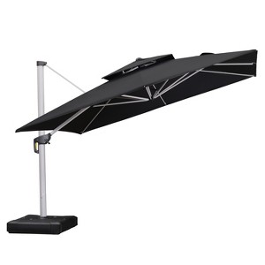 PURPLE LEAF Square Patio Umbrella Cantilever Umbrella with Base for Pool Lawn Garden 360° Rotation - 1 of 4