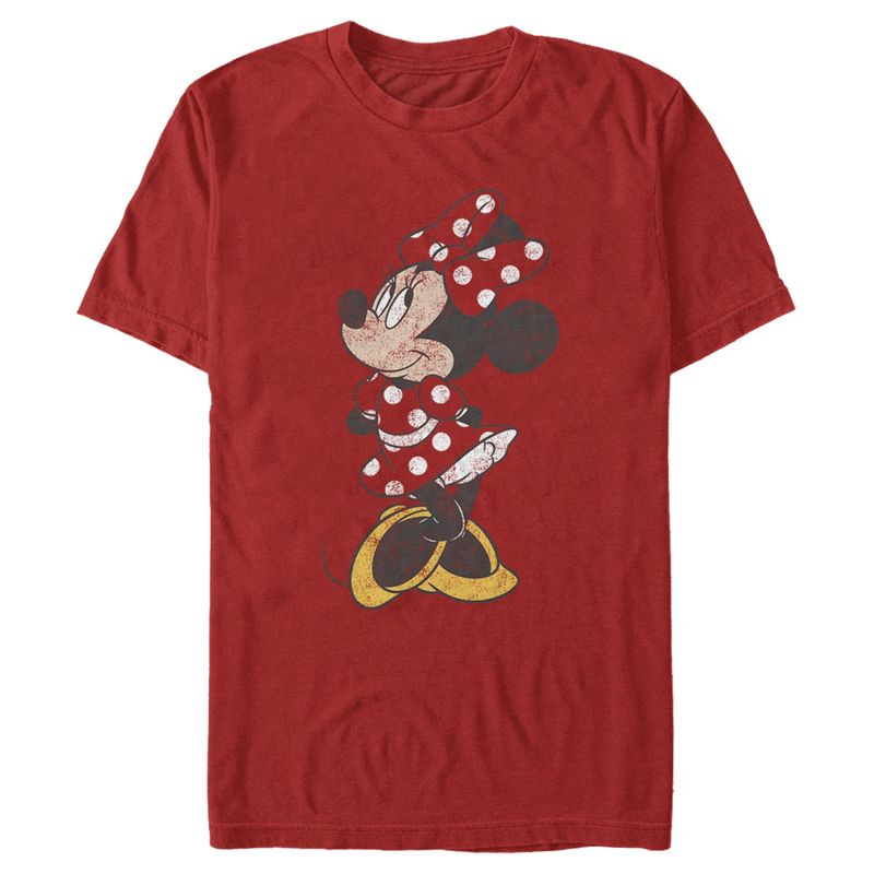 Men's Mickey & Friends Minnie Mouse Portrait Distressed T-Shirt, 1 of 6