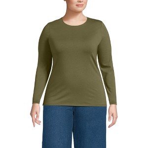 Lands' End Women's Plus Size Lightweight Jersey Skimming Long Sleeve Crew Neck T-shirt - 1 of 3
