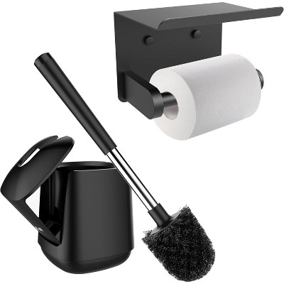 SetSail Toilet Brush and Holder, Self Closing Lid Toilet Bowl Brushes Holder