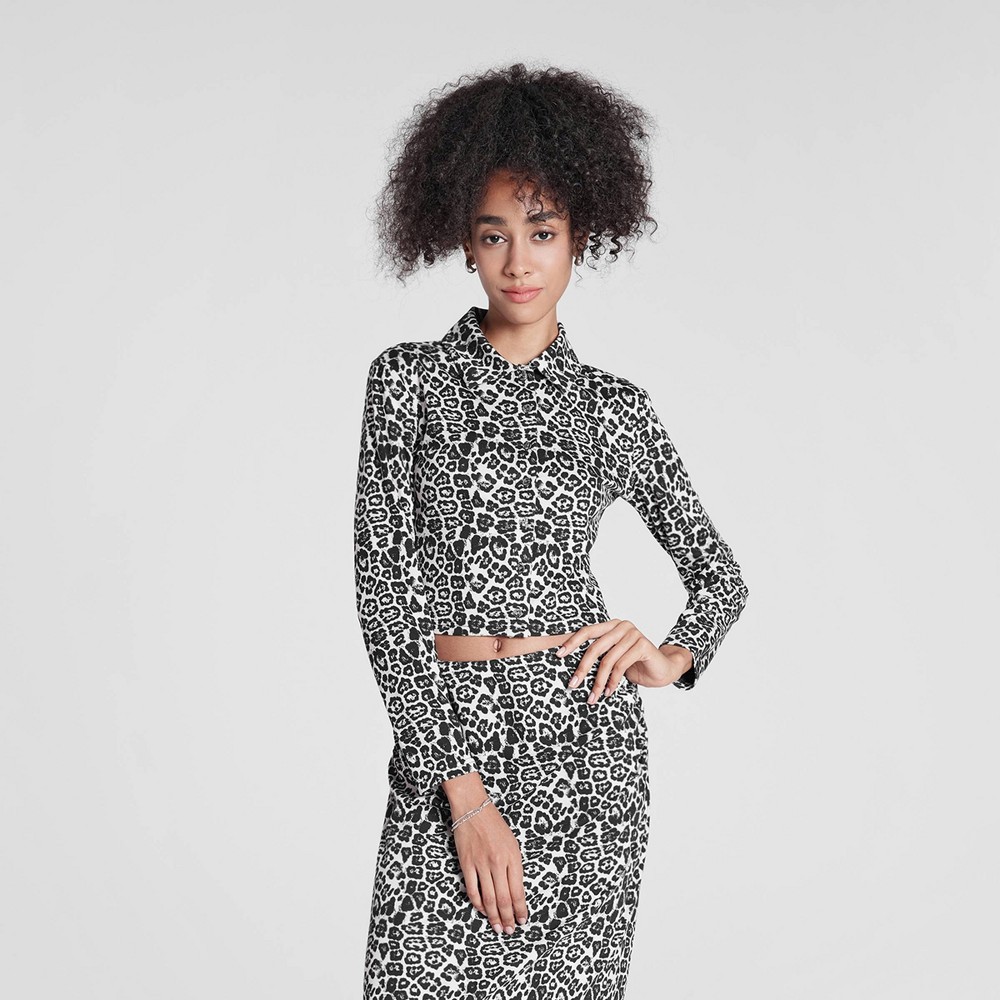 Women's Knit Front-Button Cardigan - Wild Fable™ Beige Leopard Print M