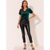 Allegra K Women's Baisc V Neck Velvet Short Sleeve T-Shirt - 4 of 4