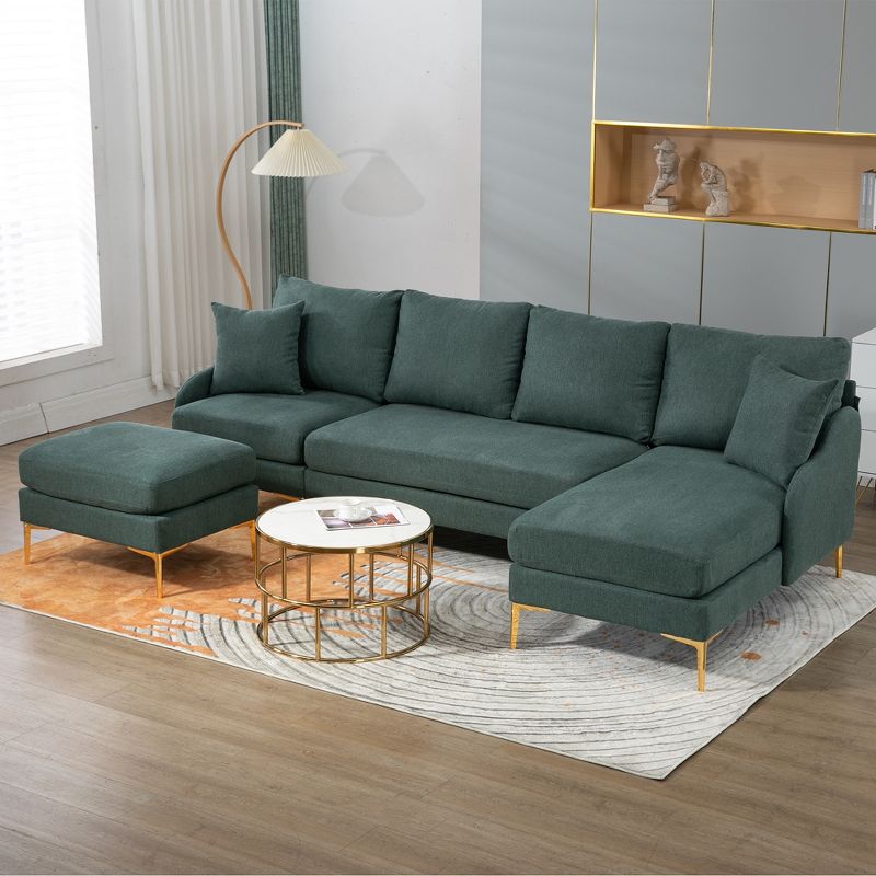 110''W Sectional Sofa Couch, U-Shape Upholstered Convertible Sofa with Chaise Lounge-ModernLuxe, 2 of 9