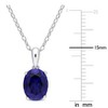 EVERLY JEWELRY | Sterling Silver 3 CT TGW Oval Created Blue Sapphire Solitaire Heart Design Pendant with Chain - 18 in - 3 of 4