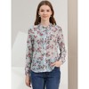 Allegra K Women's Floral Long Sleeve Retro Ruffled Button Down Top - 2 of 4