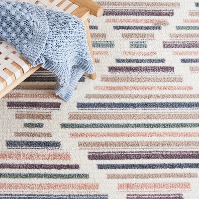 Ivory and Multicolor Hand-knotted Square Wool Area Rug