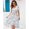 Clearlove Women's Classic V Neck Pleated Short Sleeves Midi Wedding Guest Dress - 3 of 4