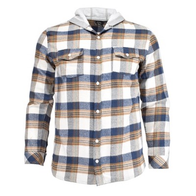 Burnside Men's Button Front Flannel Hoodie Jacket | ECRU Small
