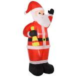 HOMCOM 8ft Christmas Inflatable Santa Claus Ringing Bell, Outdoor Blow-Up Yard Decoration with LED Lights Display