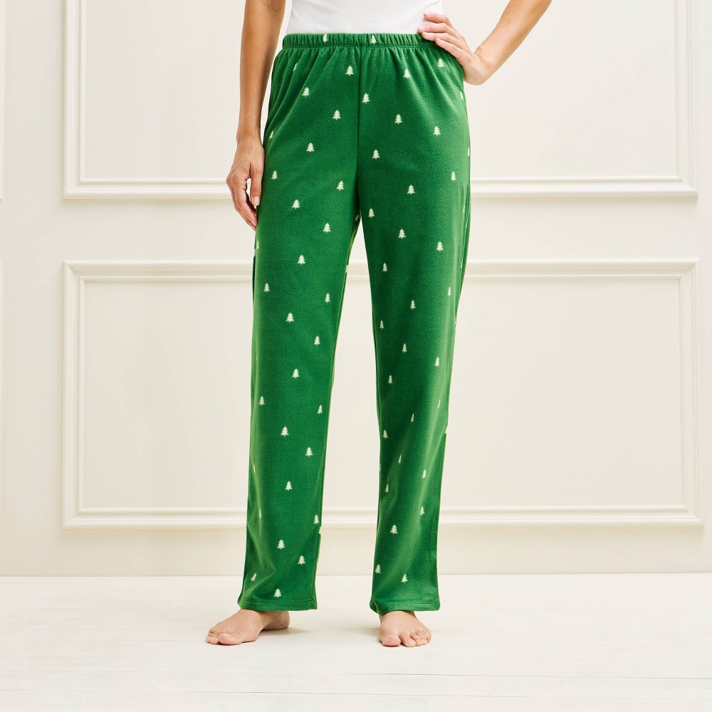 Women's Holiday Tree Fleece Matching Family Pajama Pants - Wondershop™ Green L