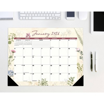 Willow Creek Press Botanical Garden Academic July 2025 - June 2026 22"x17" Large Monthly Deskpad Calendar
