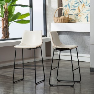 PU Leather Vintage Barstools with Iron Frame, Set of 2 for Kitchen, Dining Room, or Home Bar - 1 of 4