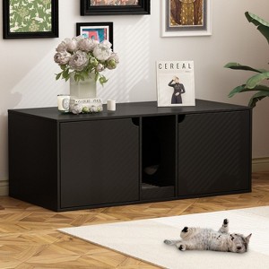 FUFU&GAGA Cat Cabinet Double Door Double Space Magnetic Door Separate Litter Collector Minimalist Modern Style - 1 of 4