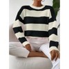 Coolmee Women's Fall Long Sleeve Striped Color Block Comfy Loose Crew Neck Knitted Pullover Sweater - 4 of 4