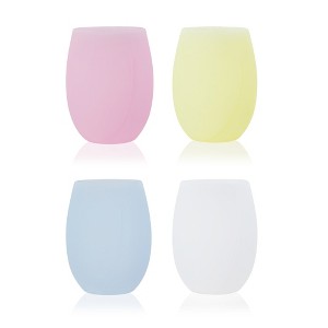 True Flexi Aerating Silicone Tumblers, Stemless Flexible Silicone Wine Glasses, 16 Ounces, Set of 4, Dishwasher Safe Drinkware, Pink,White,Yellow,Blue - 1 of 4