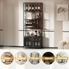 82.7" Industrial Standing Bar Cabinet,Wine Rack with Glass Holder & Mesh Doors,Tall Freestanding Floor Bar Cabinet -Rustic Brown - 4 of 4