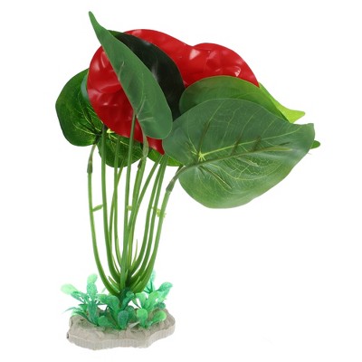 Unique Bargains Fish Tank Aquarium Decorations Plants Mini Aquarium Decorations PVC Plants for Aquarium Decorations Red 9.06" 1pcs