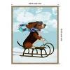 Amanti Art 23"x28" Basset Hound Sledging by Fab Funky Framed Canvas Wall Art Print - 4 of 4