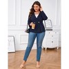 Plus Size Women's V-Neck 3/4 Sleeve Blazer Two-Button Tailed Cardigan - 4 of 4