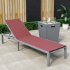 LeisureMod Marlin Modern Outdoor Patio Chaise Lounge Chair in Grey Aluminum Frame with Square Fire Pit Side Table - 2 of 4