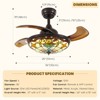Ludomide 36" Tiffany Ceiling Fan with Lights, Retractable Dimmable Fandelier, Vintage Chandelier Fan for Bedroom Living Room - 3 of 4