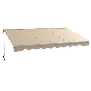 Outsunny 16.5' x 10' Electric Awning, Patio Retractable Awning with LED Lights and Remote Controller, Cream White - 1 of 4