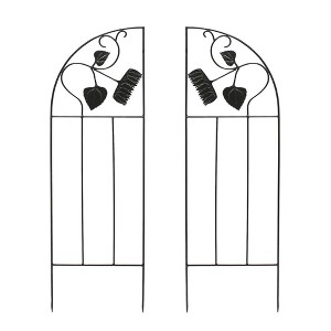 Achla Designs 58" Sunflower Iron Trellis Side Panels, Set of 2: Outdoor Garden Screen, No Assembly Required - 1 of 3