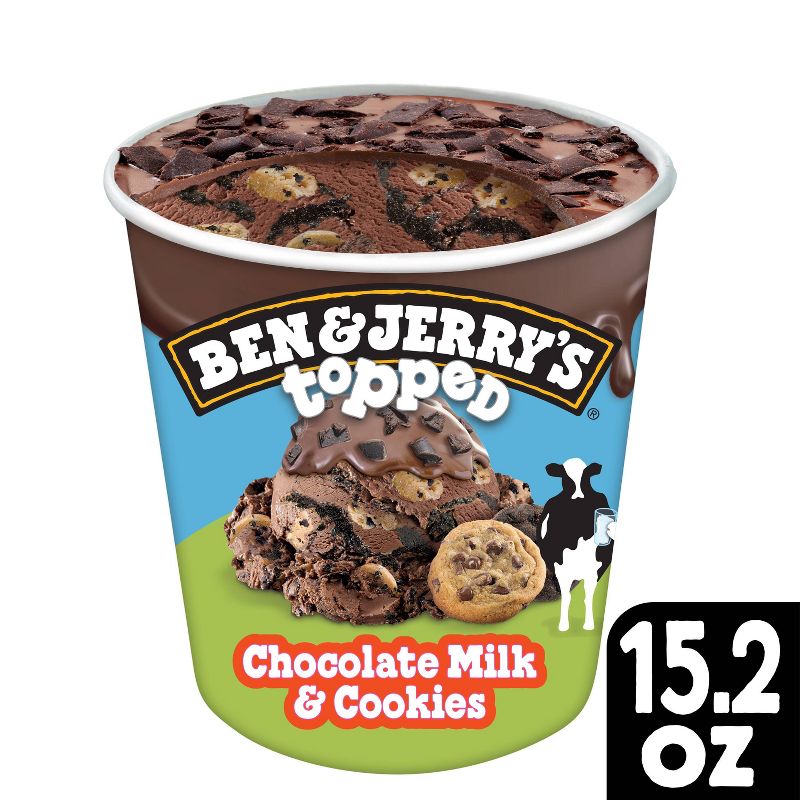 Ben &#38; Jerry&#39;s Topped Ice Cream Chocolate Milk &#38; Cookies - 1pt, 1 of 8