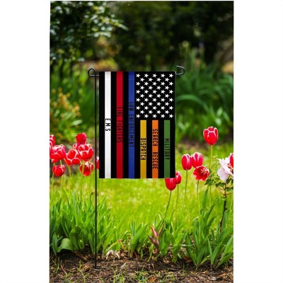Patriotic Responders Tribute Garden Flag in Suede with Embroidered Services