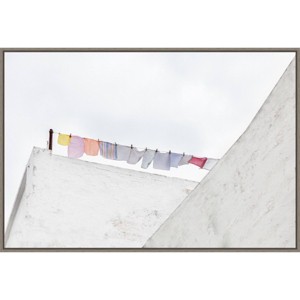 33" x 22" Clean Laundry by Emilio Pino Framed Canvas Wall Art - Amanti Art: Large Horizontal Cityscape - 1 of 4