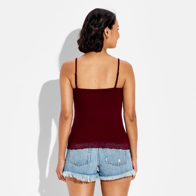 Women's Lace Long and Lean Cami - Wild Fable™ Berry Red XS : Target