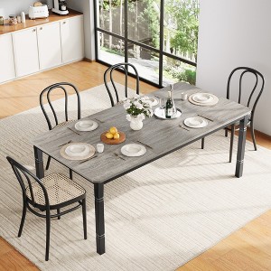 79" Large Industrial Dining Room Table for 6-8 People Rectangular Wood Kitchen Table Modern Farmhouse Dining Table Kitchen with Heavy Duty Metal Legs - 1 of 4