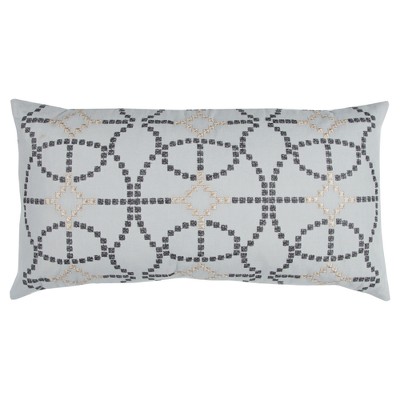 Silver Cotton Throw Pillow (14"x26") - Rizzy Home