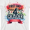 First Day As A 4th Grader, Red Ribbon, Paint Splatters on White Short Sleeve Girls T-Shirt - 2 of 3
