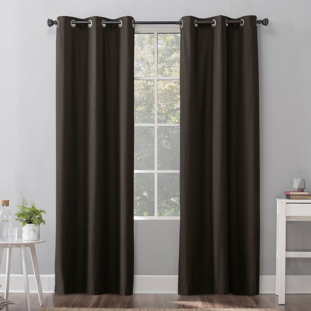 40"x63" Sun Zero 100% Blackout Cyrus Thermal Grommet Curtain Panel Dark Brown: Modern Solid Indoor Drapery