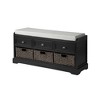 ACEPANO 44.1 in. W Homes Collection Wood Storage Bench with 3 Drawers and 3 Baskets-Black - 4 of 4