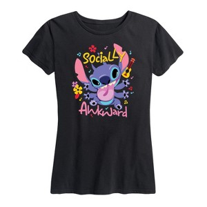 Women's - Lilo and Stitch - Socially Awkward Stitch Short Sleeve Graphic T-Shirt - 1 of 4