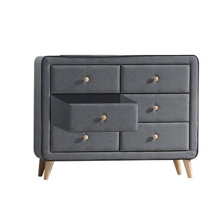 43" Valda Dresser Light Gray Fabric - Acme Furniture: Bedroom Storage with 6 Drawers, Metal Glides - 1 of 4