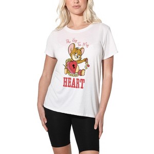 Women's Tom and Jerry Valentine's Day Key to My Heart Loose T-Shirt - 1 of 4