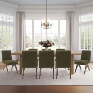 Set of 8 Upholstered Dining Chairs, Modern Armless Side Chairs with Solid Wood Legs, Comfortable Padded Seat for Kitchen & Dining Room-Maison Boucle - 1 of 4