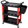 BABYYER Utility Cart on Wheels, 3 Tier Rolling Storage Cart, Plastic Service Cart with Bucket, Panel and Hook for Workshop, Repair Shop - 2 of 4