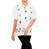 LA LEELA Women's Casual Solid Hawaiian Blouse Shirt V Neck Blouses Button Up Short Sleeve Dress Tops Tee Shirts for Women - 4 of 4